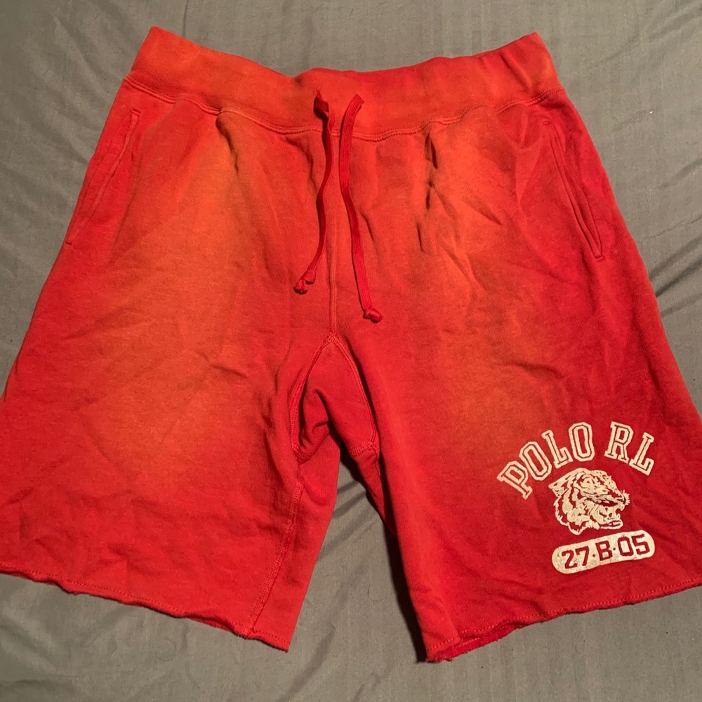 Men’s Polo Ralph Lauren red sweat shorts.